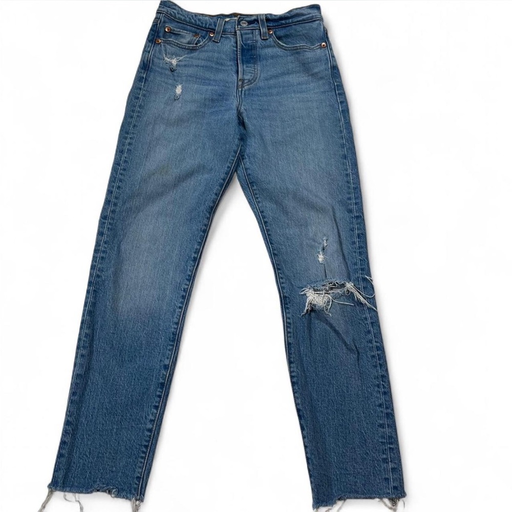 Levis Premium Denim Wedgie Slim Jeans Womens 25x27 Button Fly Retro Grunge